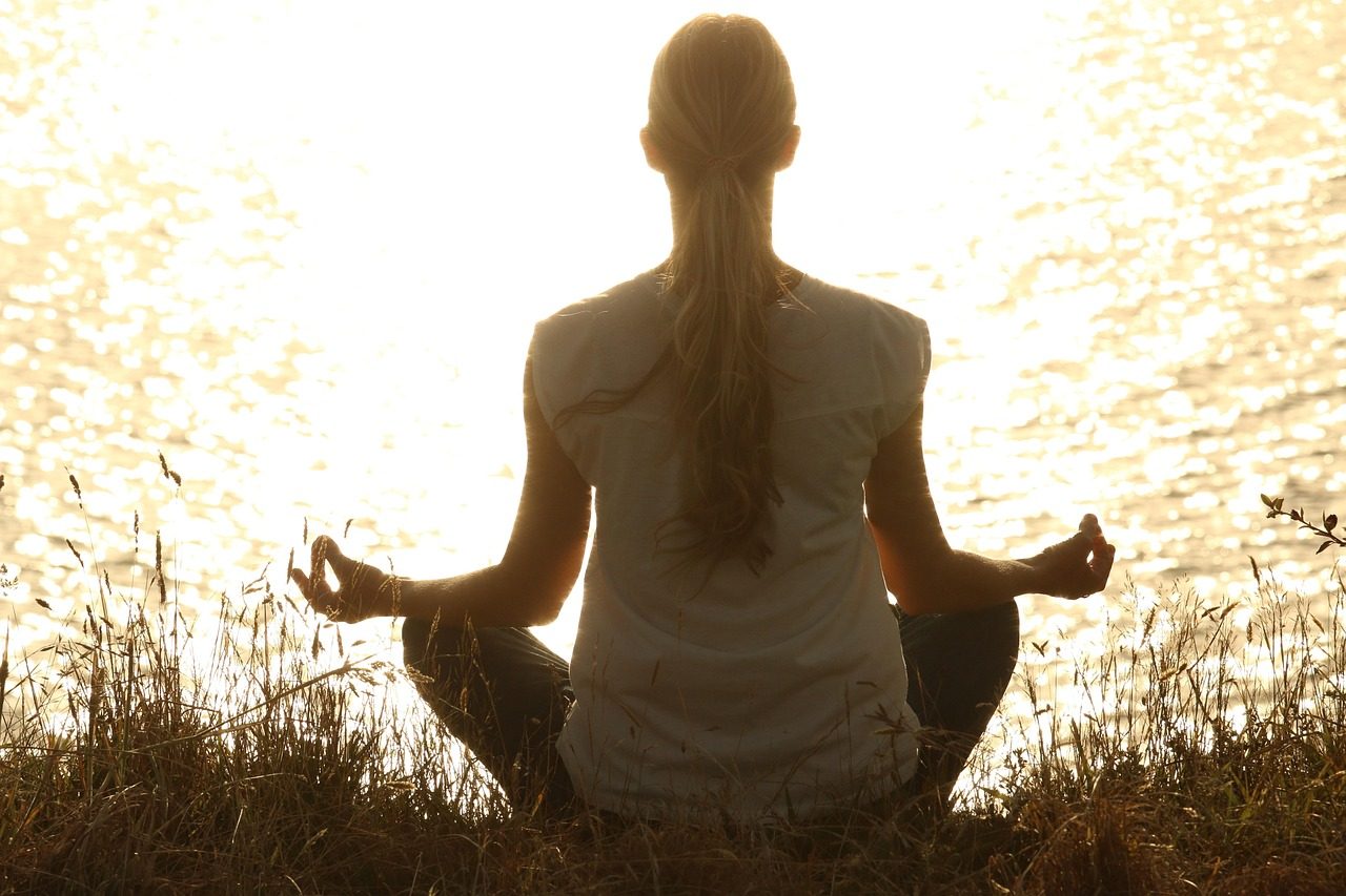 meditate, nature, woman, yoga, zen, meditating, relax, relaxing, wellness, yoga pose, meditation, peaceful, silhouette, sunset, tranquil, calm
